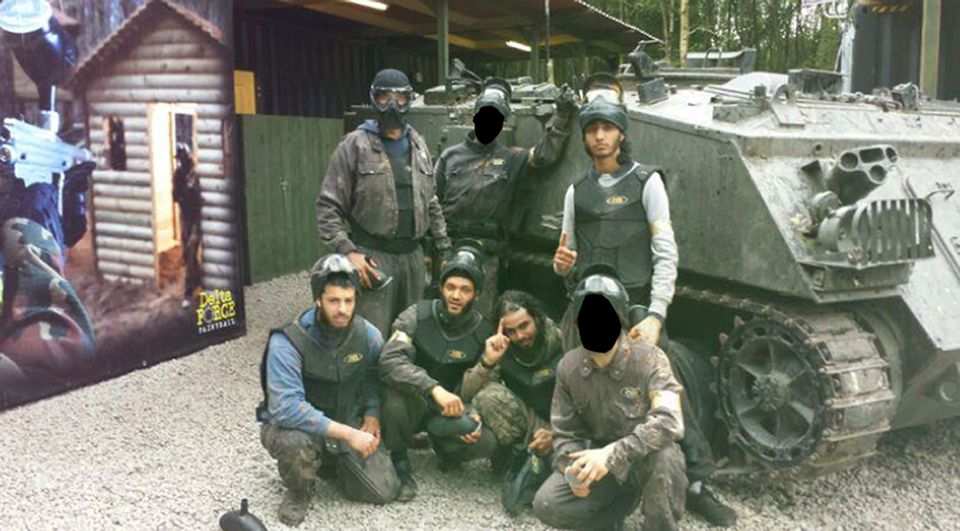  Humza Ali (top right), and (bottom left to right) Mohammed Ali Ahmed, Gabriel Rasmus and Abdelatif Gaini at a paintballing centre