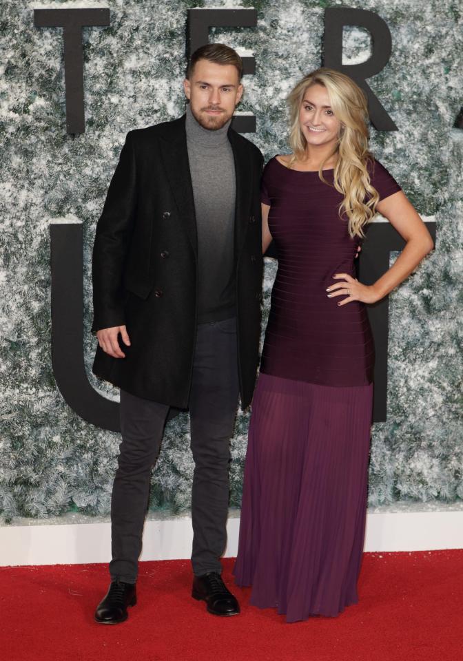  Aaron Ramsey with wife Colleen on the red carpet