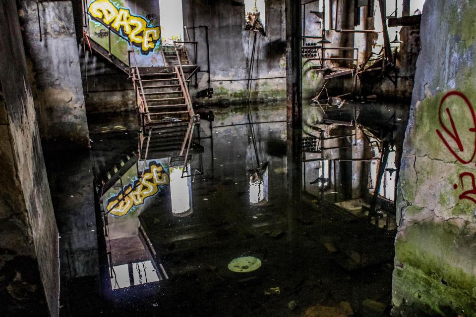  Rusting staircases inside the shell of the building make it a dangerous but fascinating place