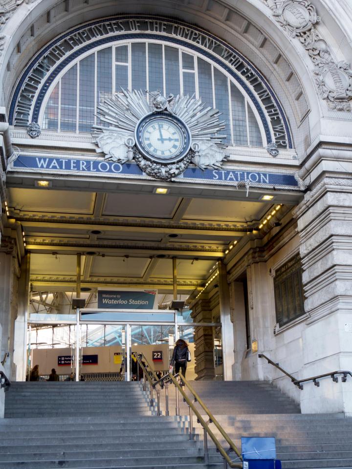  London Waterloo ... the new mum was seen running in front of a train on its way to Portsmouth shortly after spending a 'lazy' morning with her husband and their newborn tot