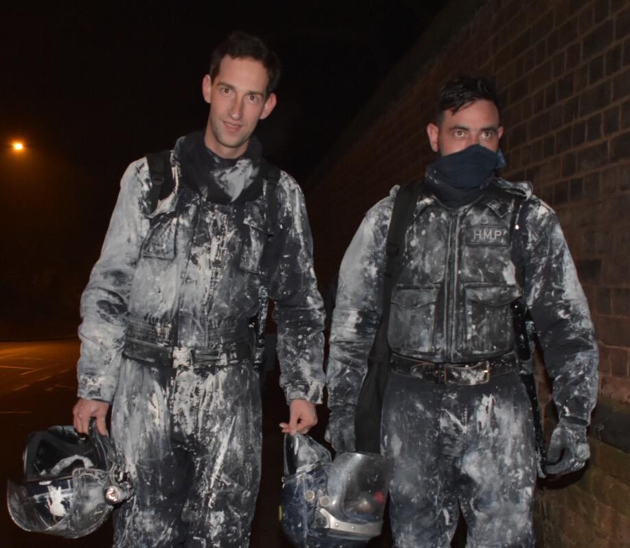  Riot officers were seen covered in paint after regaining control at HMP Birmingham last night