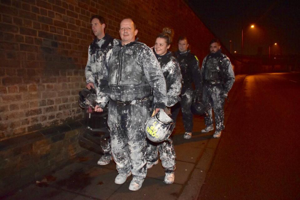  Inmates reportedly threw paint at officers as they fought to control the riots and sprayed them with 'water cannons'