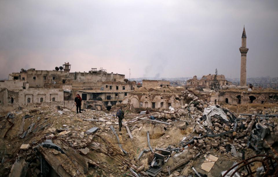  Rubble is all that's left of the Carlton Hotel in the government controlled area of Aleppo