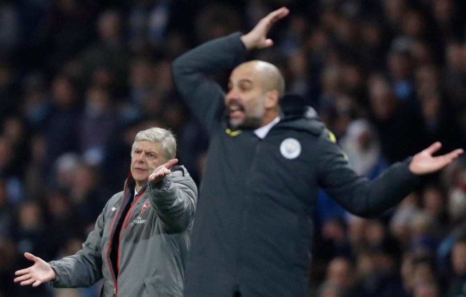  Pep Guardiola and Arsene Wenger both show their frustrations before Man City snatched victory