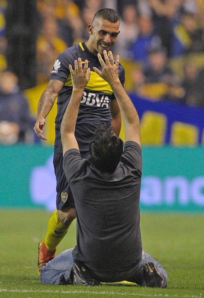  He dropped to his knees and almost appeared to pray in front of Carlos Tevez