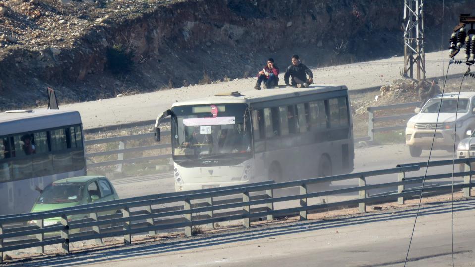  Convoy's of busses have been carrying refugees out of the war torn city as a shaky ceasefire holds on