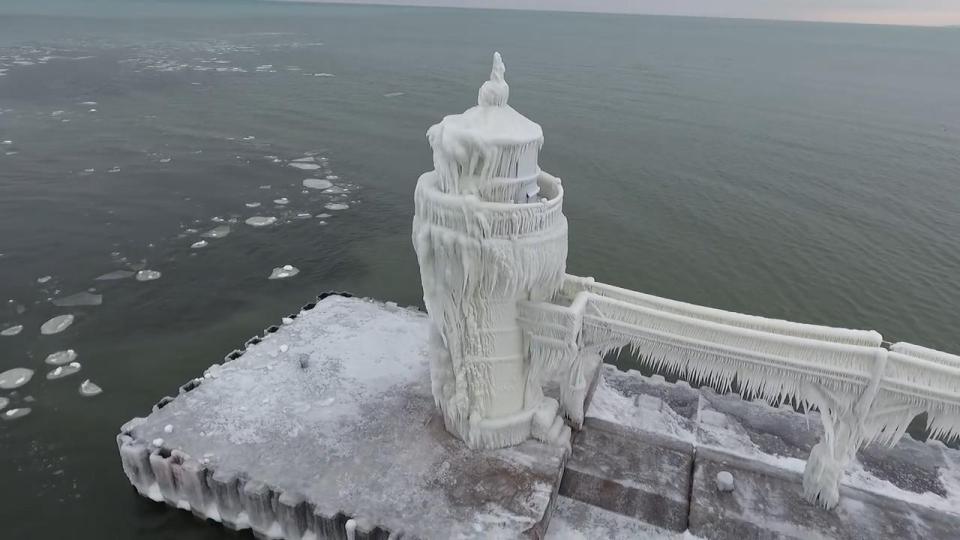 This iced over lighthouse has been made to look very similar to Elsa's palace in Frozen