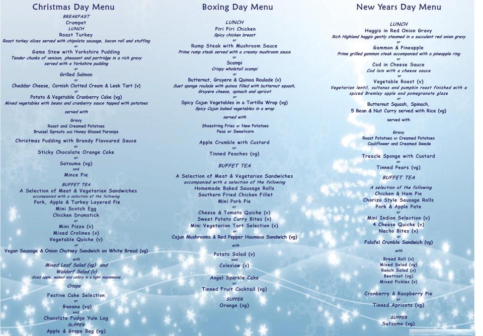 The festive Rampton menu has also been obtained by The Sun