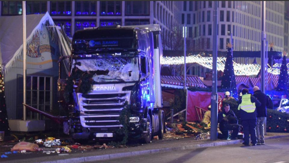  The aftermath of the terrorist's lorry which killed 12 people