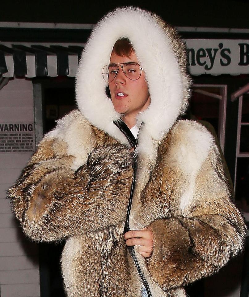  Justin was criticised for wearing this fur coat