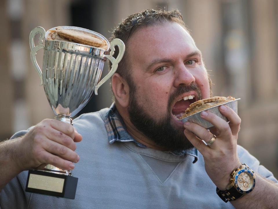  "You've won the World Pie Eating Championship, now have a trophy to eat!"