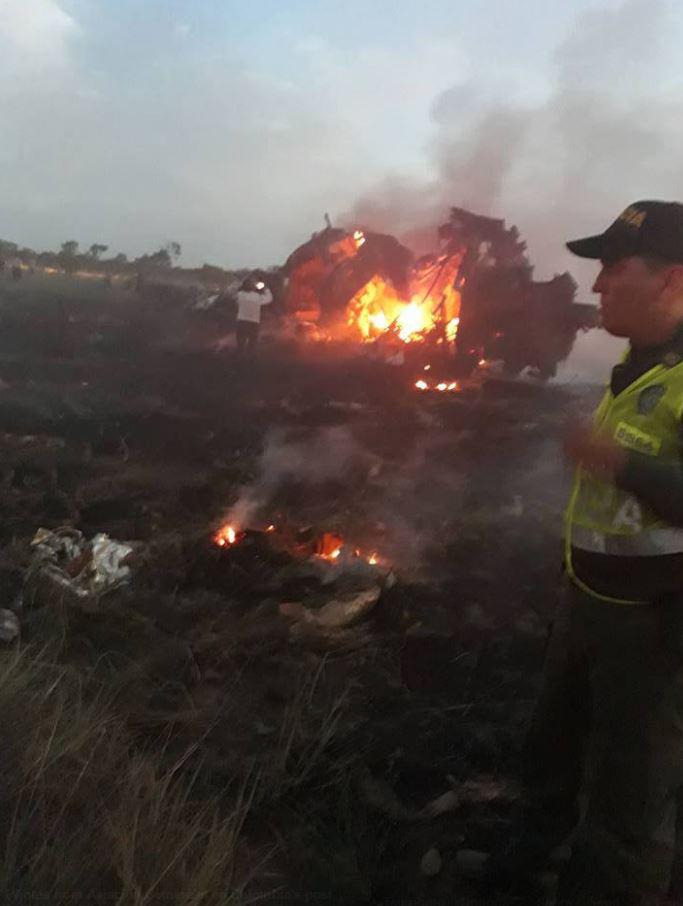  The aftermath of the plane crash in Colombia which reportedly killed five people