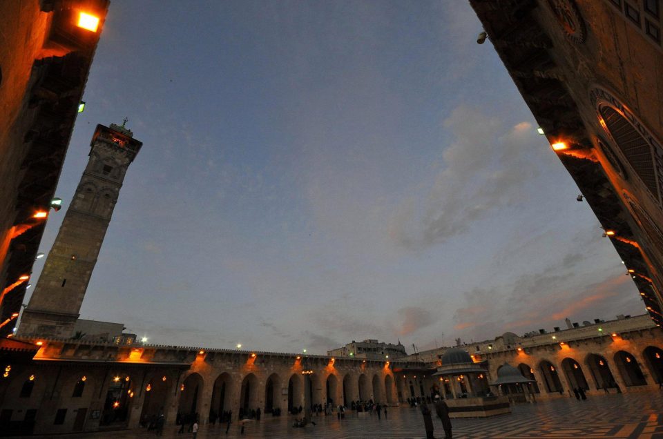 This is the historic Umayyad Mosque in Aleppo pictured in 2009 before the rebels and government forces arrived