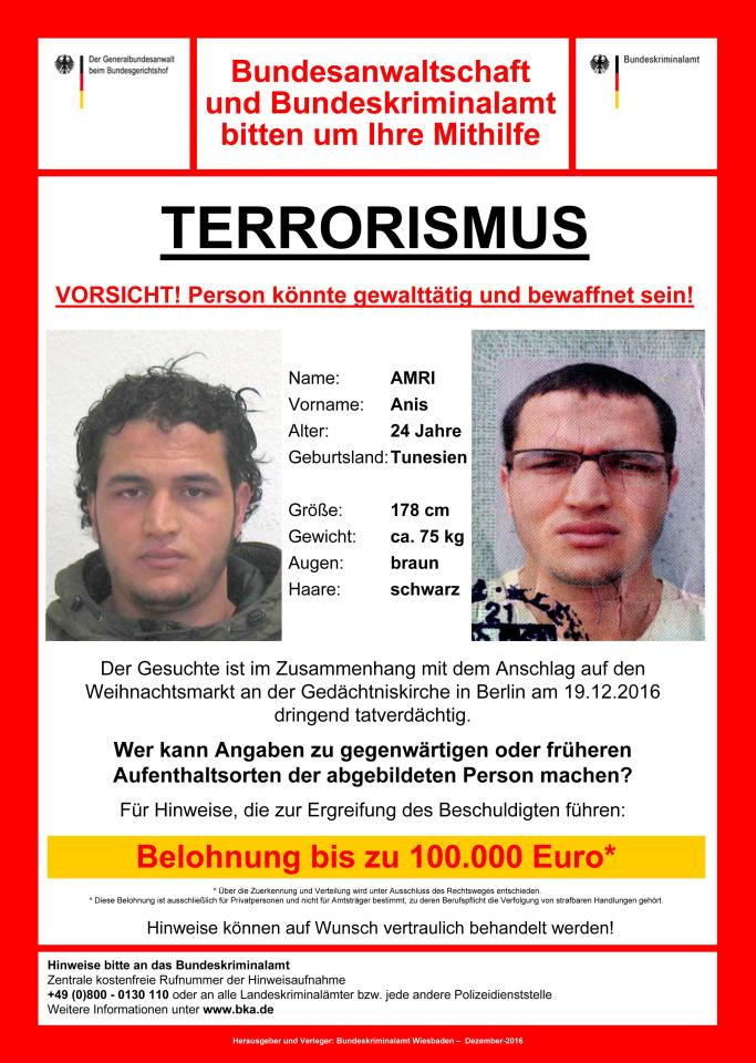  A wanted poster in Germany for a man who was known to be a baddie before he murdered