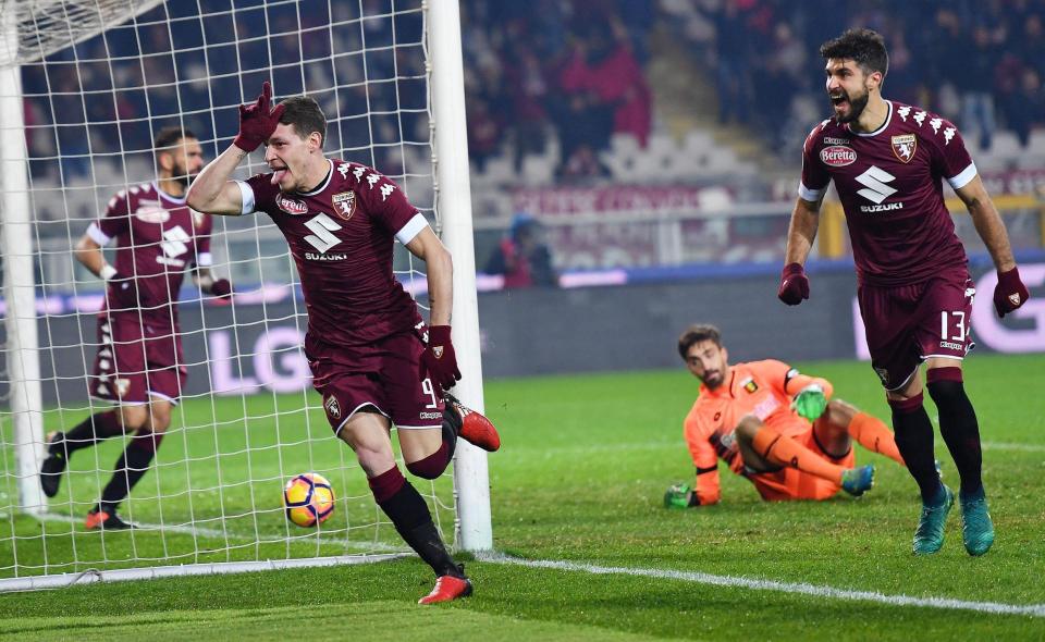  Andrea Belotti celebrates the winner for Torino in 1-0 victory over Genoa