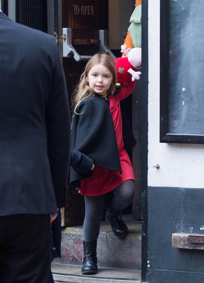  Harper Beckham couldn't hide her excitement as she and mum Victoria left for the Peppa Pig Christmas show