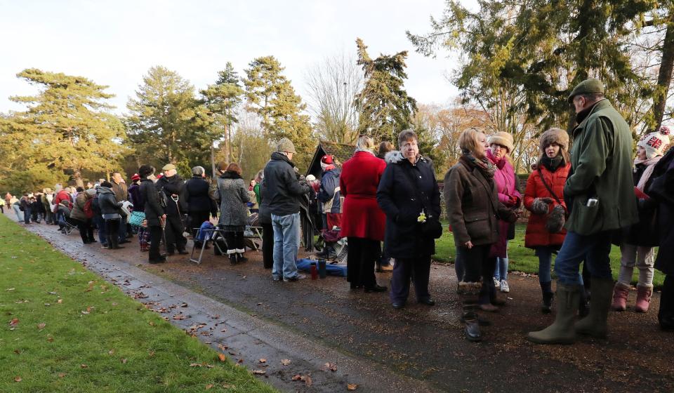  Crowds gathered at St Mary Magdalene church to see the royals