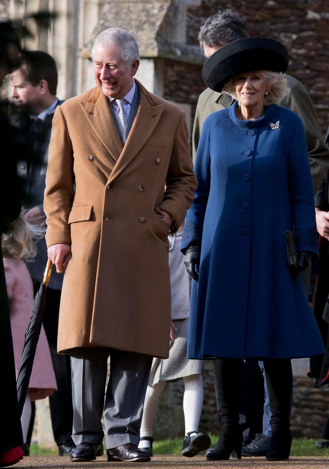  Prince Charles and Camilla, Duchess of Cornwall, leave the church after attending the Christmas Day service in Sandringham