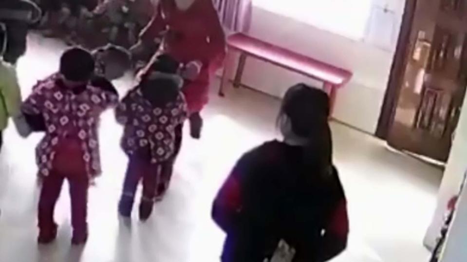  The teacher was also caught manhandling the toddlers