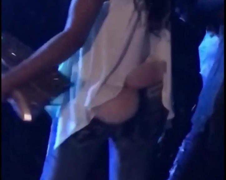  This woman's 'bum pads' appeared when her trousers dropped too low while dancing in a club