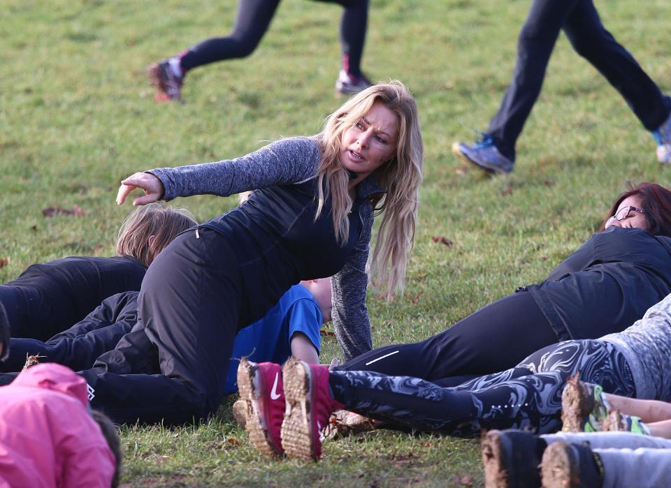  Ready for anything . . . Carol Vorderman shows her exercising stripes