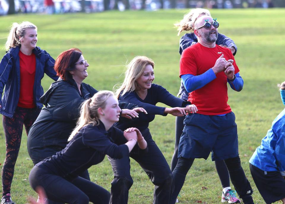  All together now . . . locals join Carol Vorderman for a fitness regime in Bristol