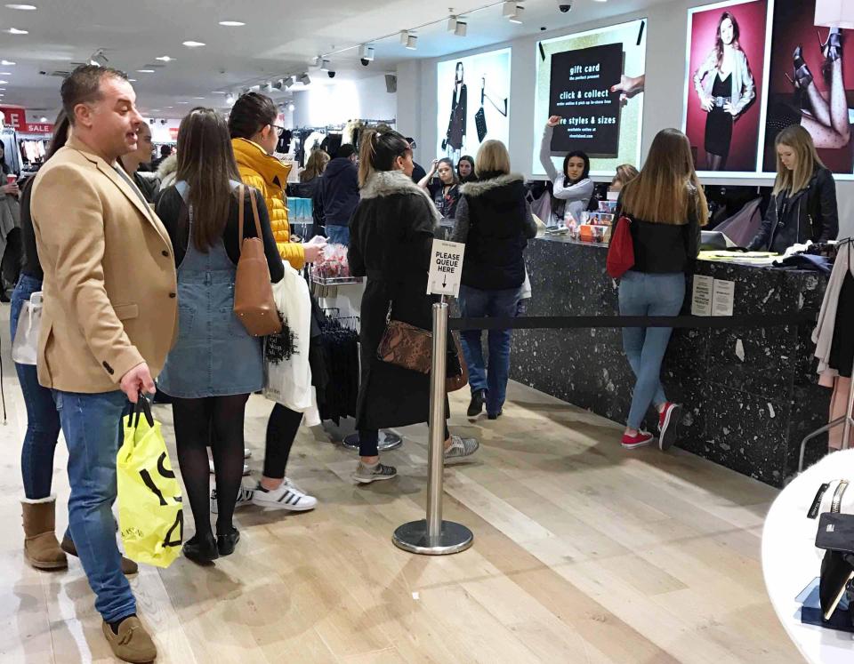  Shoppers at Bluewater in Kent queued to return unwanted Christmas gifts today