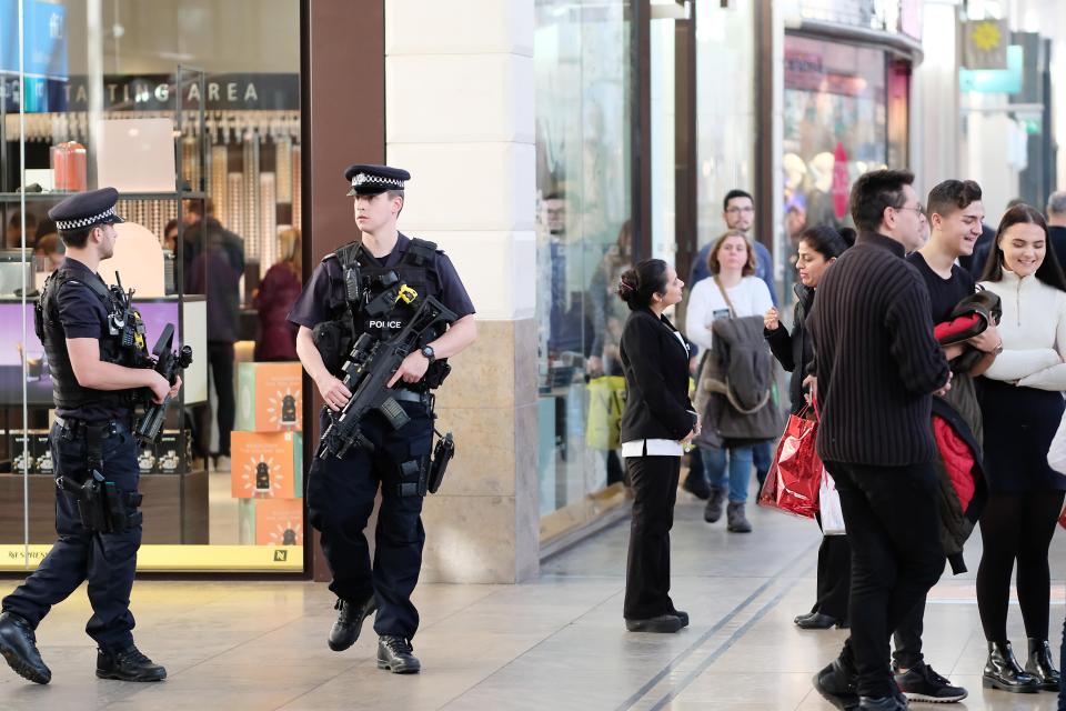  Armed police were seen patrolling Bluewater in Kent