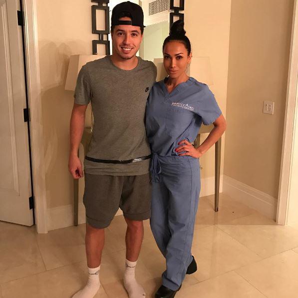  This photo of Nasri and IV drip doctor Jamila was posted online by the medic after his treatment