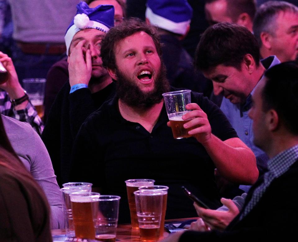  The 27-year-old looked to be enjoying his night out at the darts