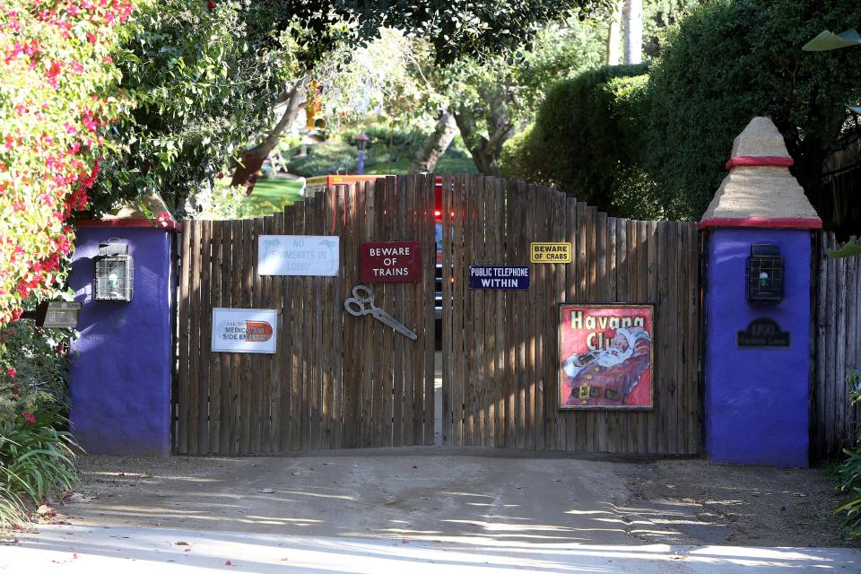  An ambulance behind the gates of her son Todd's home in Beverly Hills