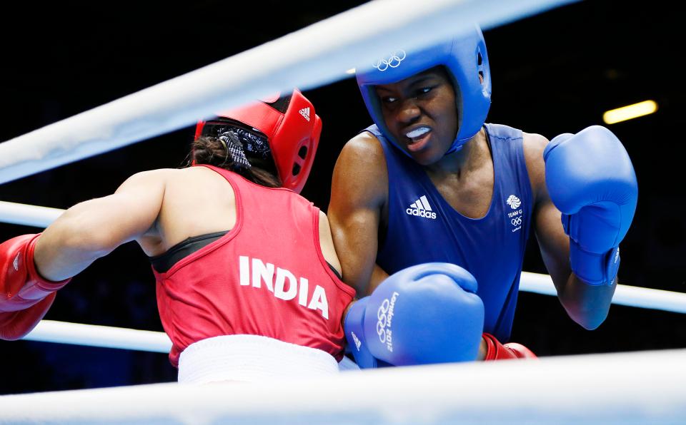  Nicola Adams (in blue) during the women's Flyweight boxing semi-finals of the 2012 London Olympic Games