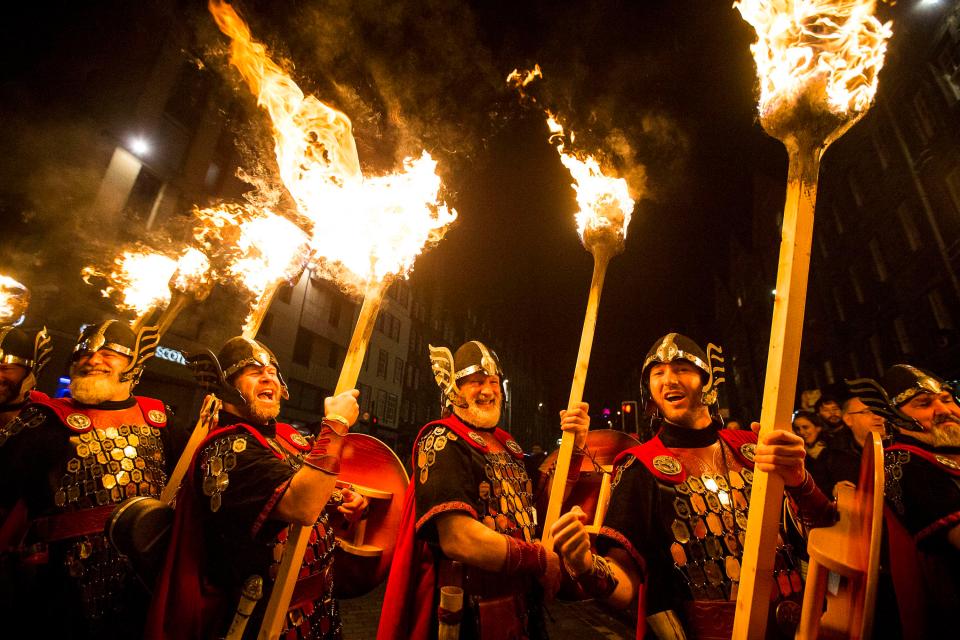  Up Helly Aa Vikings from Shetland led the torchlight procession through Edinburgh for the start of the Hogmanay celebrations