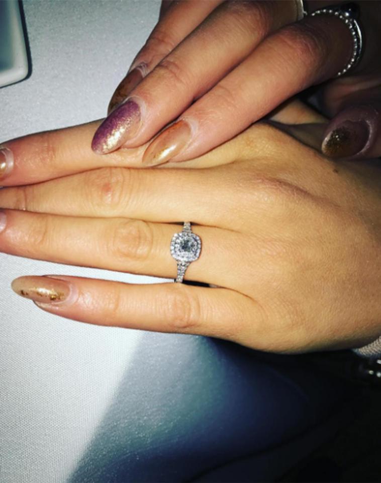  Alex shared a close up picture of Olivia's stunning engagement ring