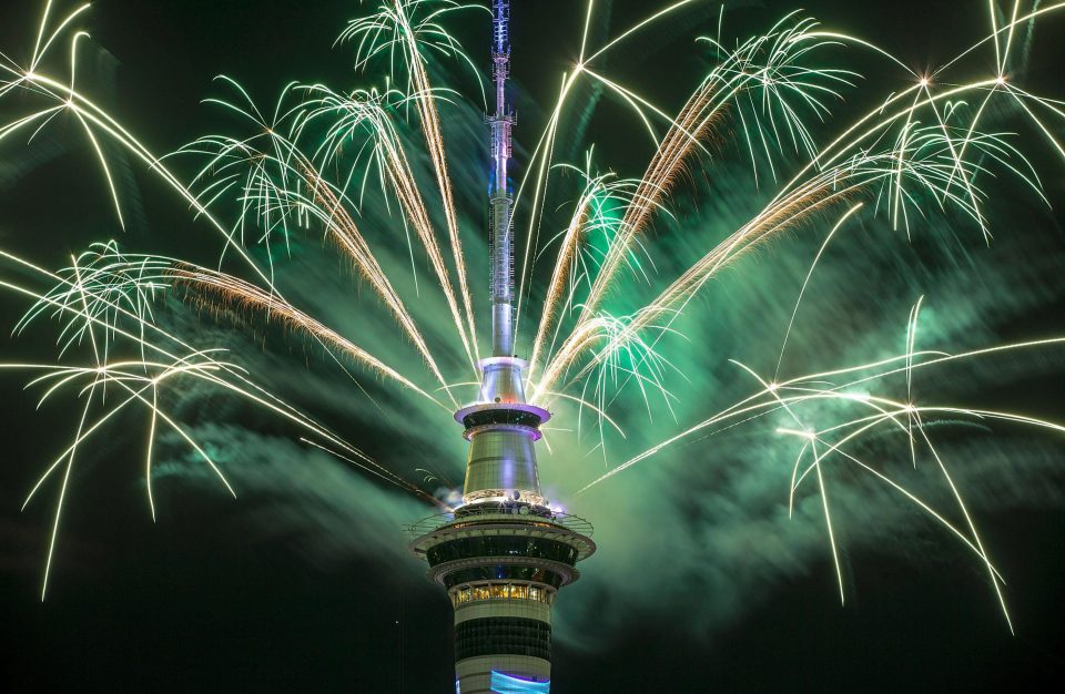  New Zealand's firework display went off with a bang as midnight approached in the country