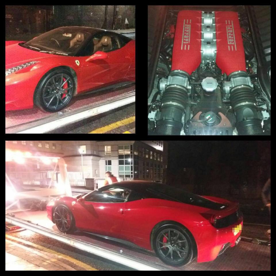  GMP Salford posted this compilation of pictures they took of the Ferarri being loaded on to the tow truck