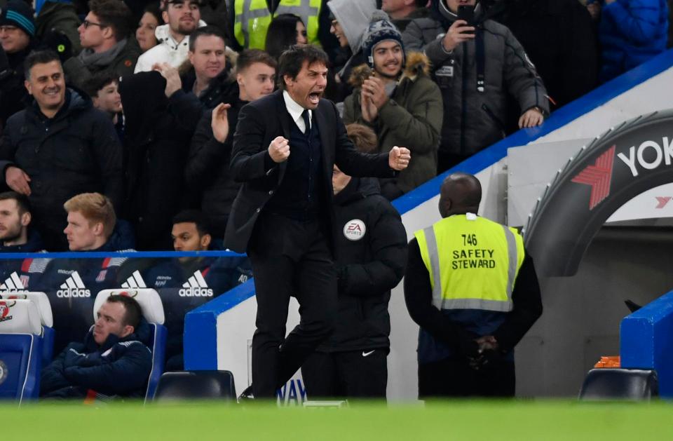  Antonio Conte was as animated as ever - despite a calf injury