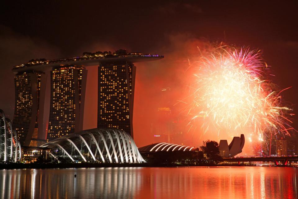  Fireworks explode in Marina Bay during spectacular New Year celebrations in Singapore