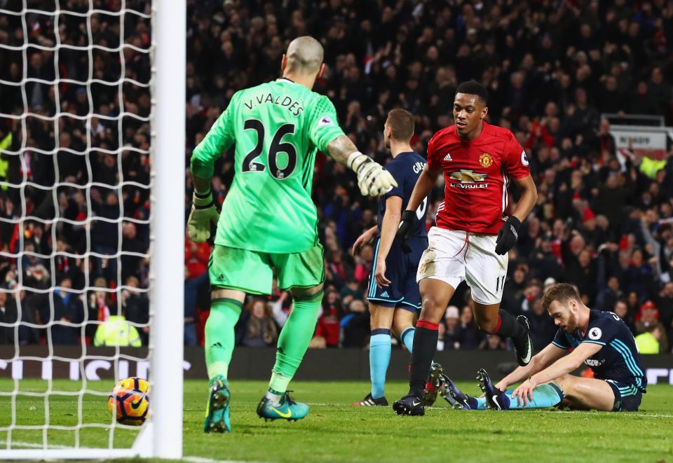  Anthony Martial scores an equaliser against Middlesbrough on Saturday