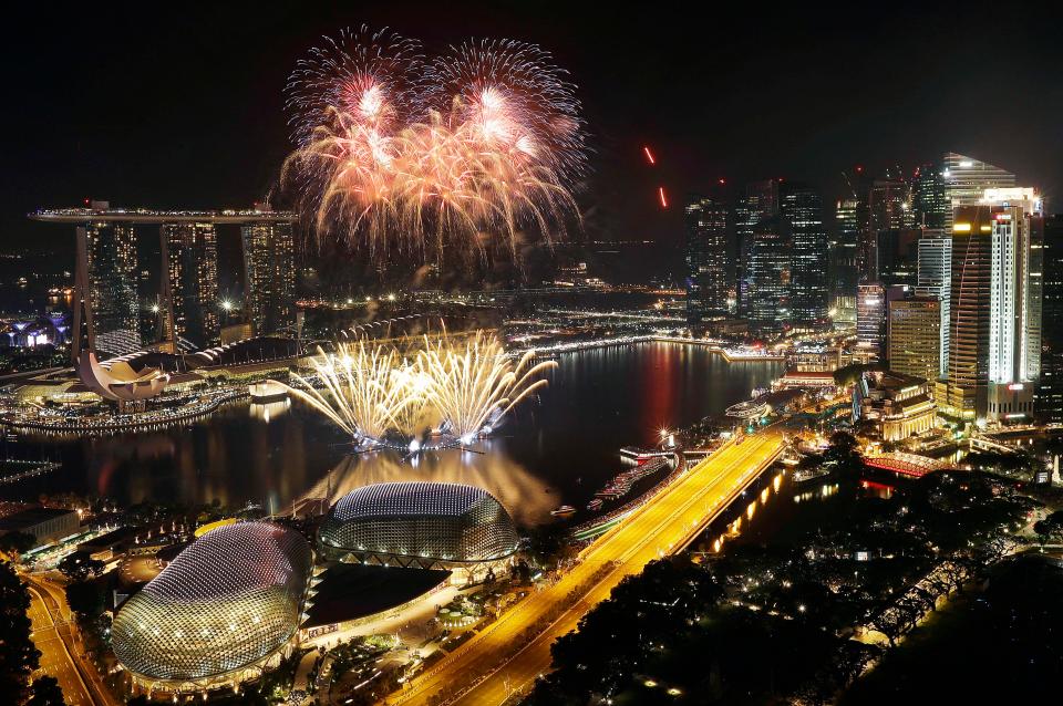  Fireworks illuminate the skyscrapers in Marina Bay where the celebrations for 2017 have gone off with a bang