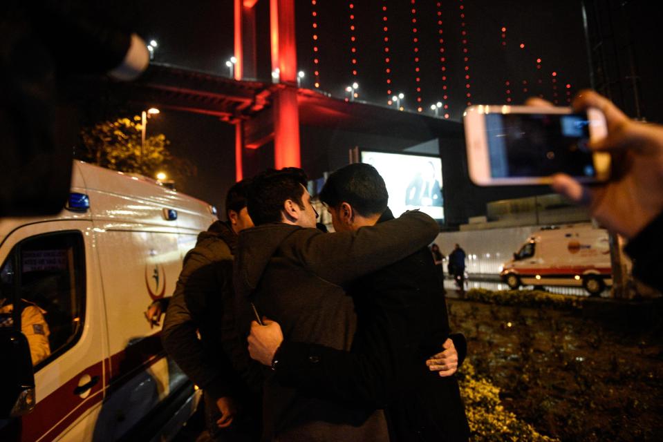  Survivors were seen comforting each other outside Reina nightclub in Istanbul