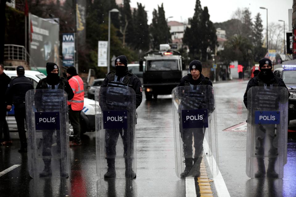  Security remains tight in the area of Istanbul today as cops hunt the gunman