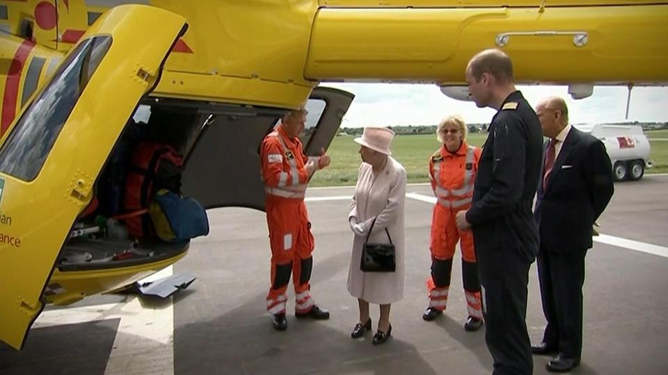  The Queen spoke of her visit to the East Anglian Air Ambulance base where Prince William works