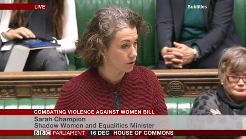  Sarah Champion, Labour's Shadow Women and Equalities Minister, said more perpetrator programmes were needed to prevent violence