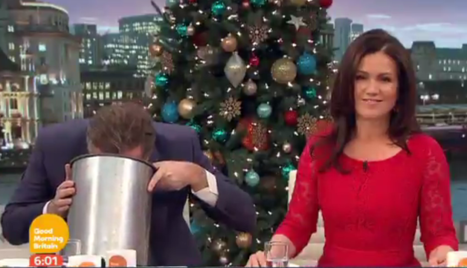  Piers Morgan called for a sick bucket live on GMB