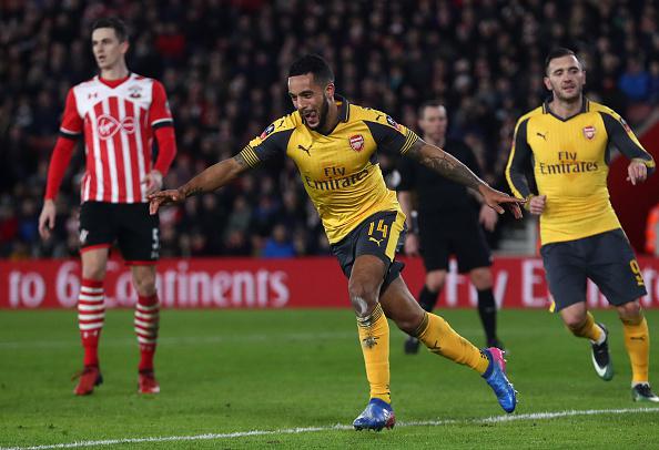  Theo Walcott grabbed a hat-trick as Arsenal thumped Southampton in the FA Cup