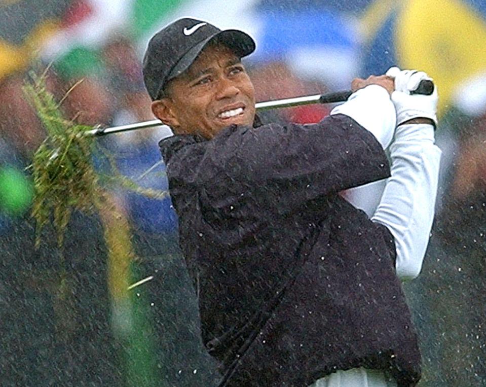  Tiger Woods' hopes for a Grand Slam were blown off course during the 2002 Open at Muirfield