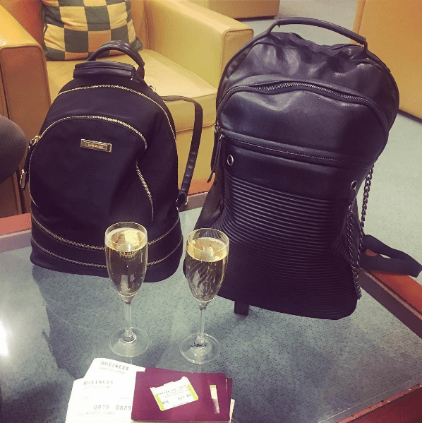  Holly announced she would be going on her travels with a shot showing rucksacks and champagne