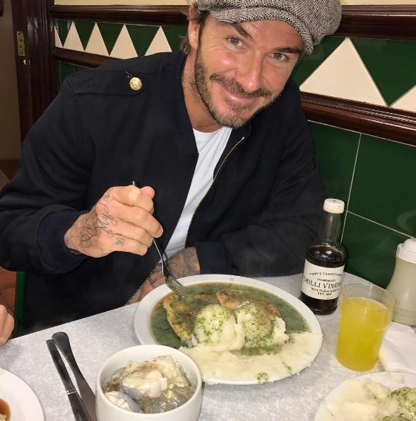  David in the same hat at Tony's Pie and Mash back in 2017