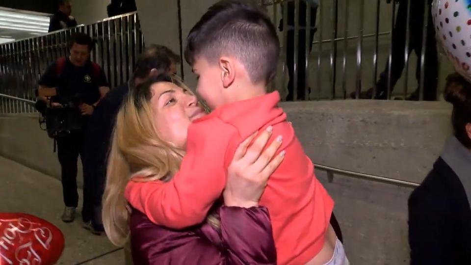 The little boy is finally reunited with his mum